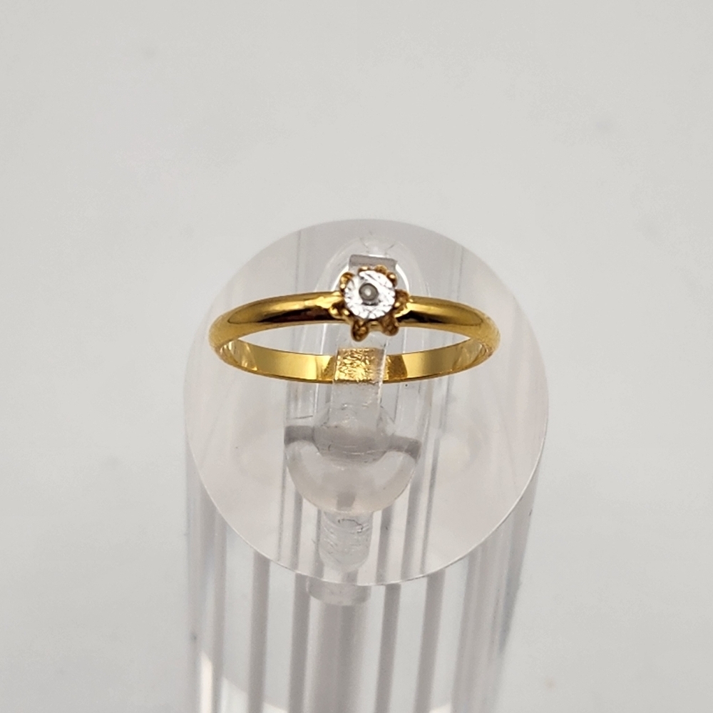 Gold Tone Illusion Set Diamond Chip Ring (6)